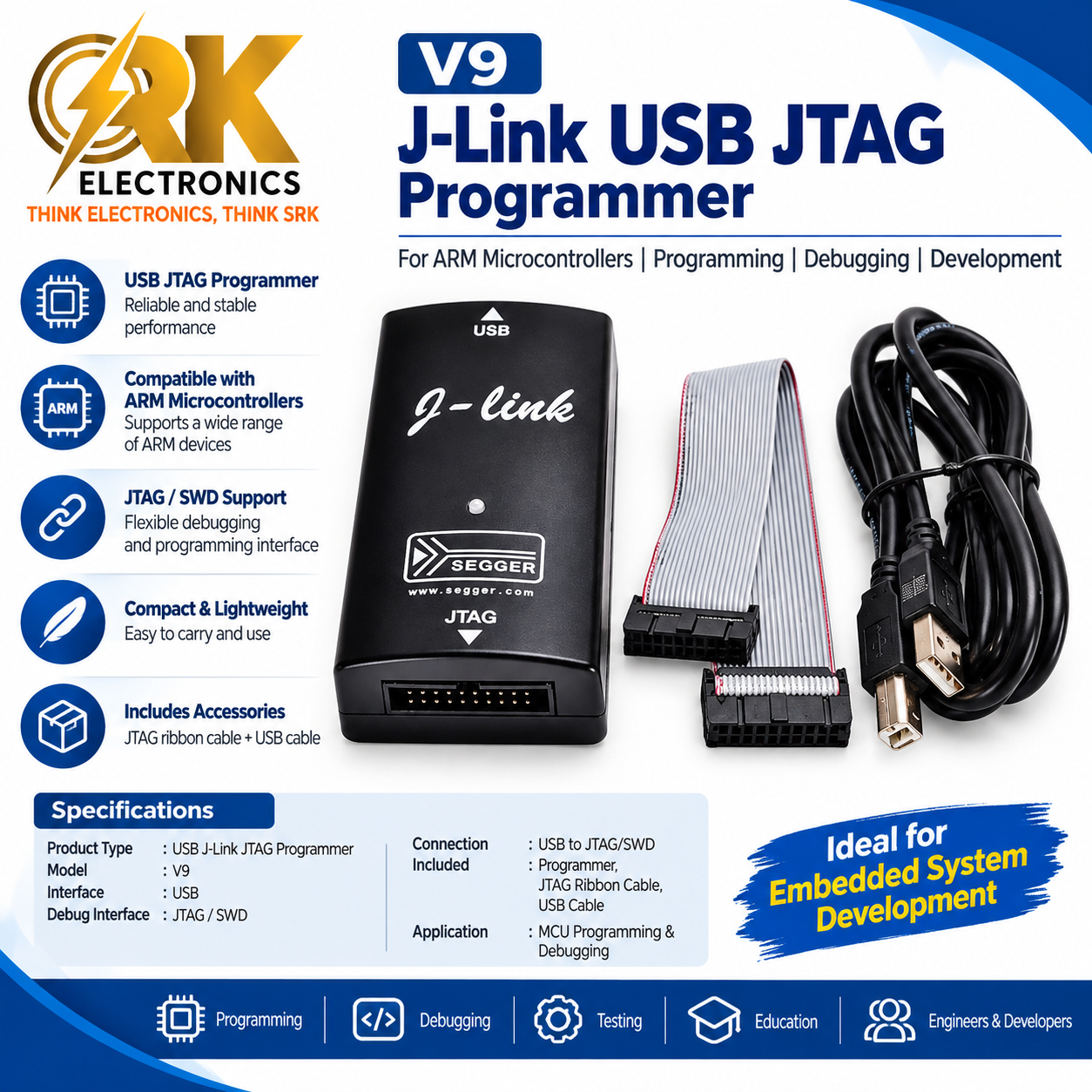 V9 J-Link USB JTAG Programmer-srkelectronics.in