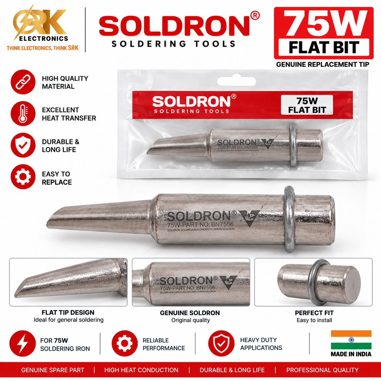 Soldron 75W Flat Bit-srkelectronics.in