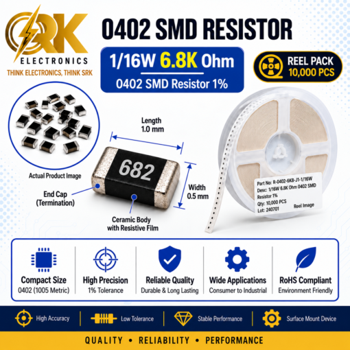 116W 6.8K Ohm 0402 SMD Resistor 1%-srkelectronics.in