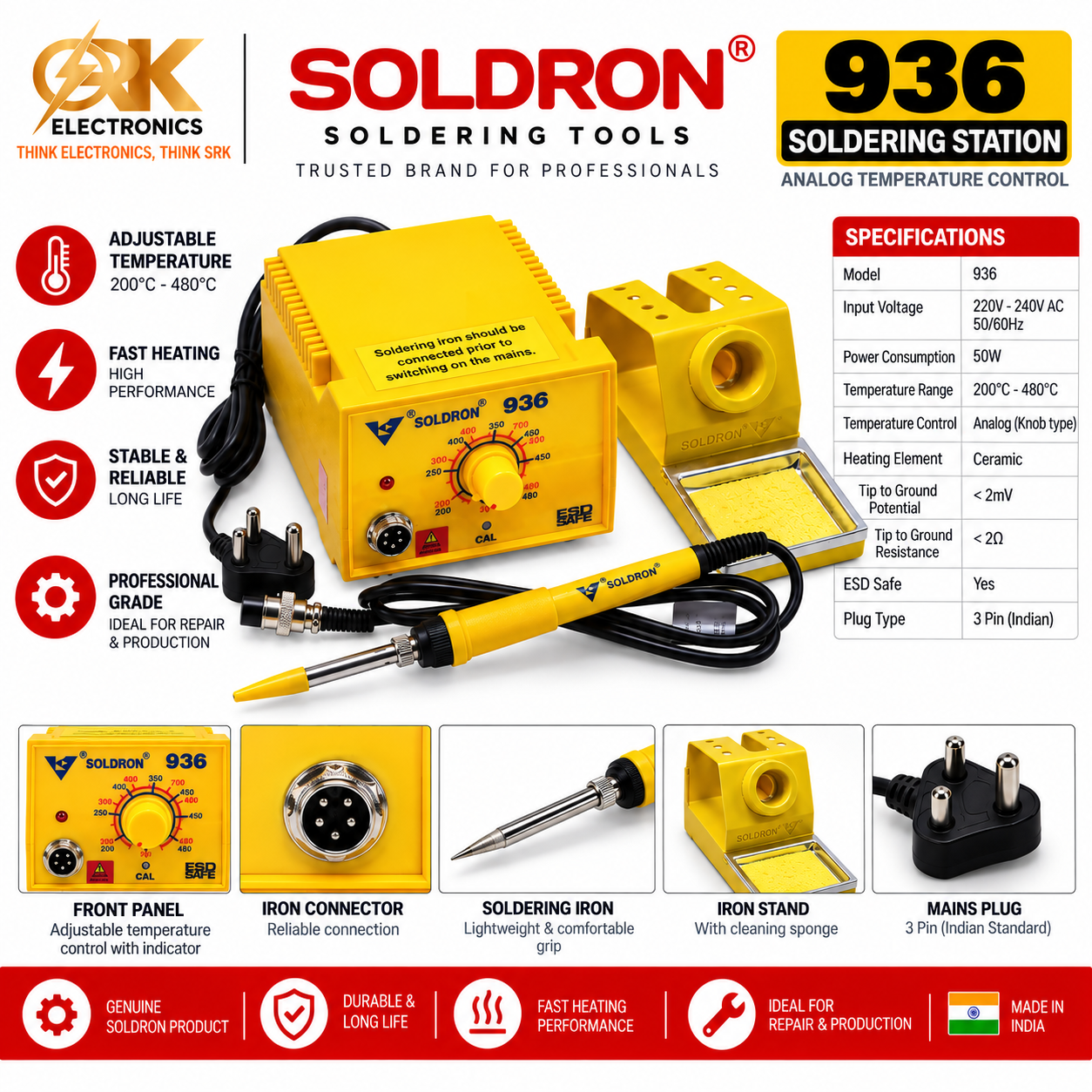 Soldron 936 Soldering Station-srkelectronics.in