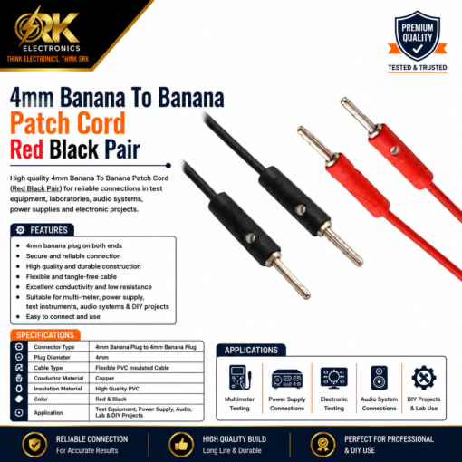 4mm Banana To Banana Patch Cord Red Black Pair-srkelectronics.in