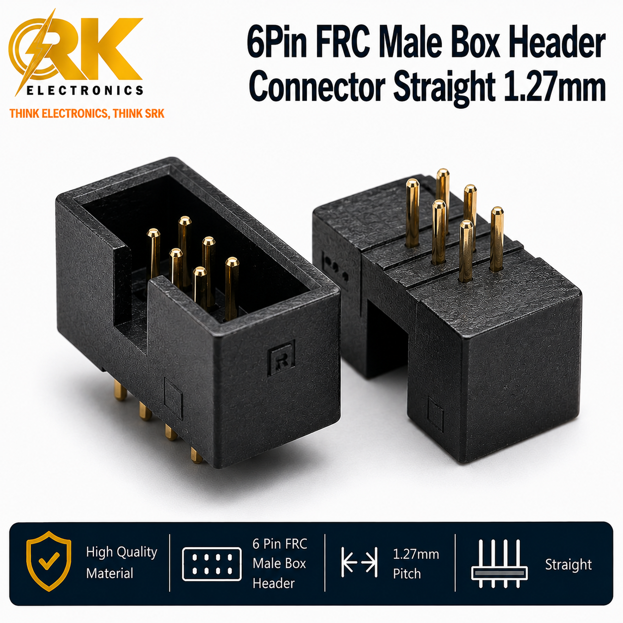 6Pin FRC Male Box Header Connector Straight 1.27mm-srkelectronics.in