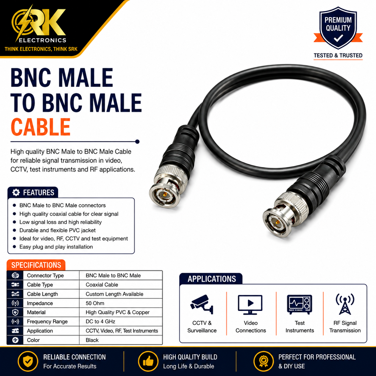 BNC Male To BNC Male Cable-srkelectronics.in