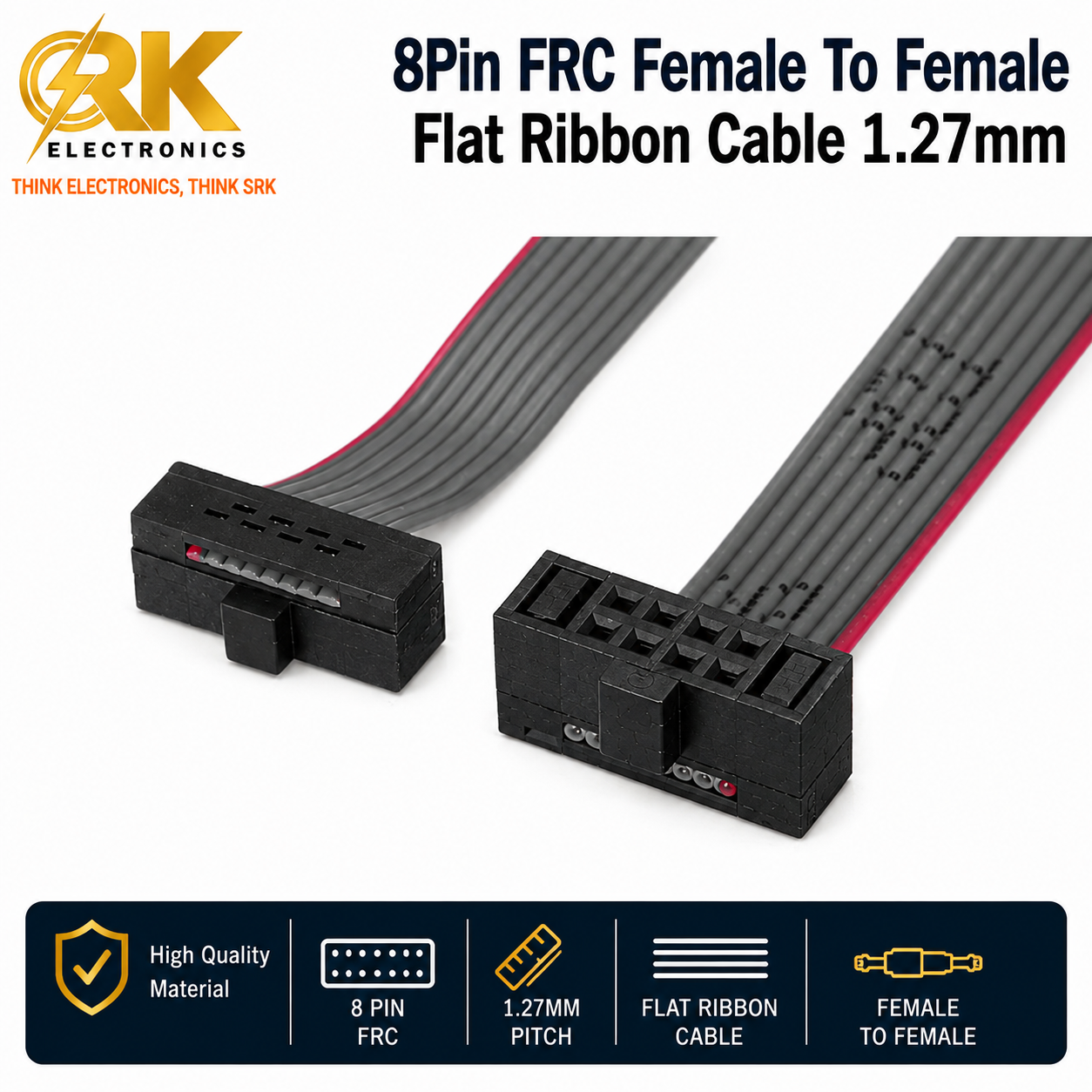8Pin FRC Female To Female Flat Ribbon Cable 1.27mm-srkelectronics.in