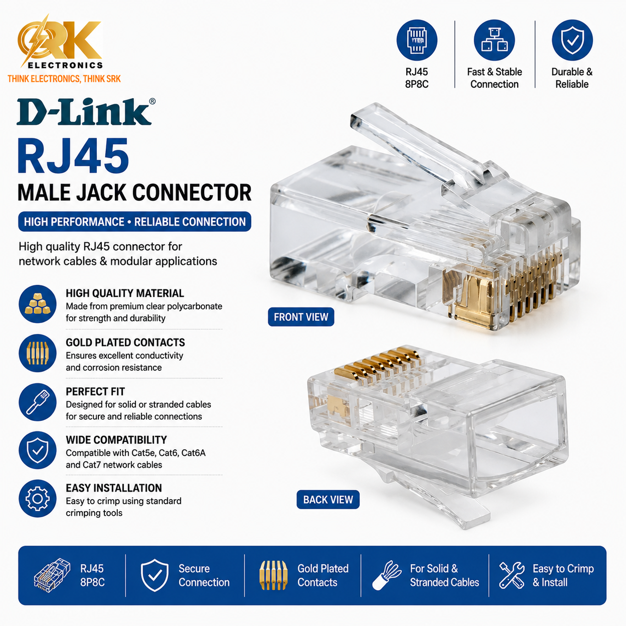 D-Link RJ45 Male Jack Connector-srkelectronics.in