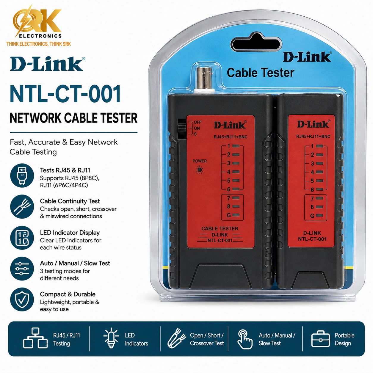 D-Link NTL-CT-001 Network Cable Tester-srkelectronics.in