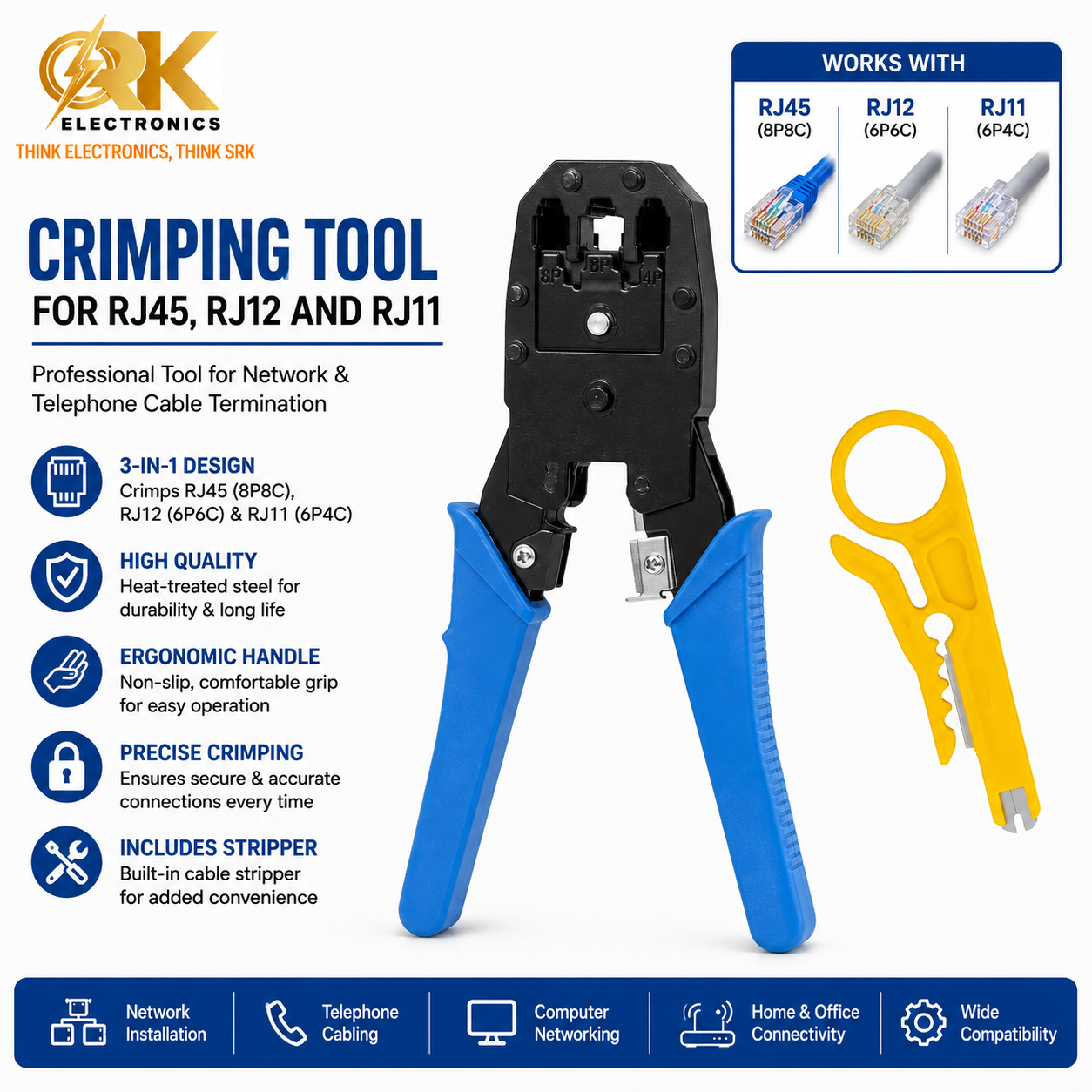 Crimping Tool for RJ45, RJ12 And RJ11-srkelectronics.in