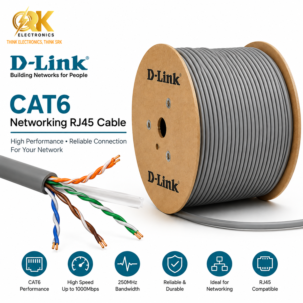 D-Link CAT6 Networking RJ45 Cable-srkelectronics.in