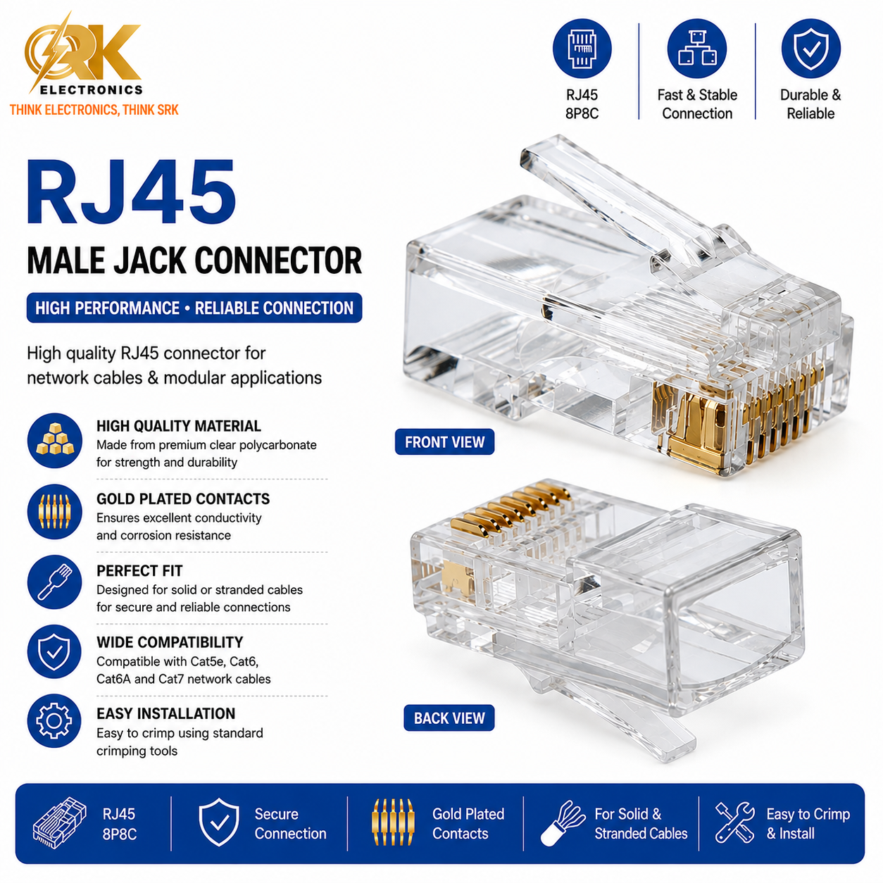 RJ45 Male Jack Connector-srkelectronics.in