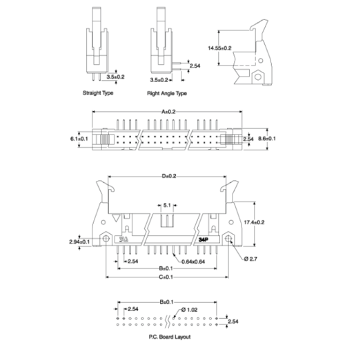 10Pin FRC Male Box Header Connector with Lock Straight 2.54mm - Image 2