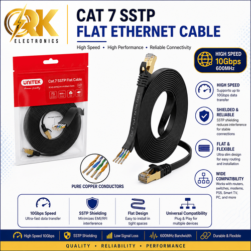 UNITEK Cat 7 SSTP RJ45 Flat Ethernet Cable-srkelectronics.in