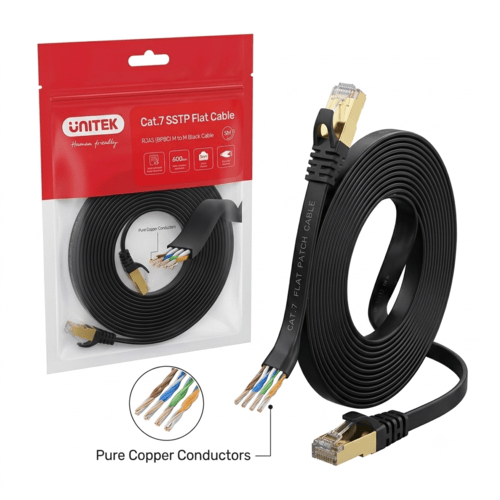 UNITEK Cat 7 SSTP RJ45 Flat Ethernet Cable-srkelectronics.in