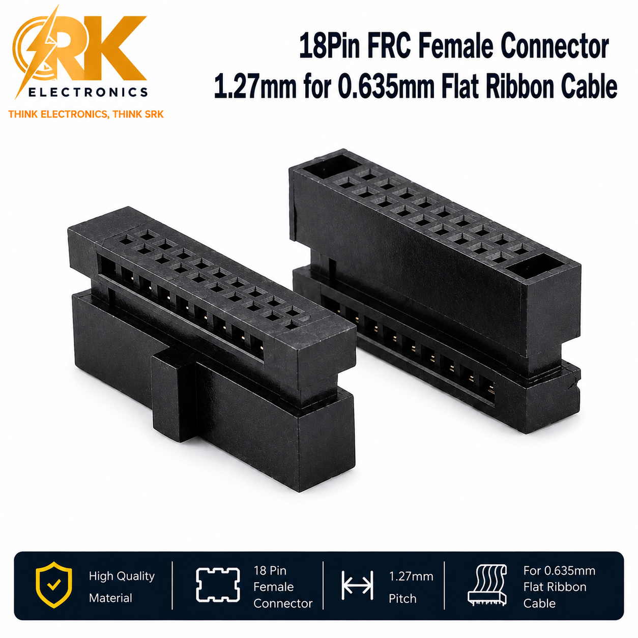18Pin FRC Female Connector 1.27mm for 0.635mm Flat Ribbon Cable-srkelectronics.in