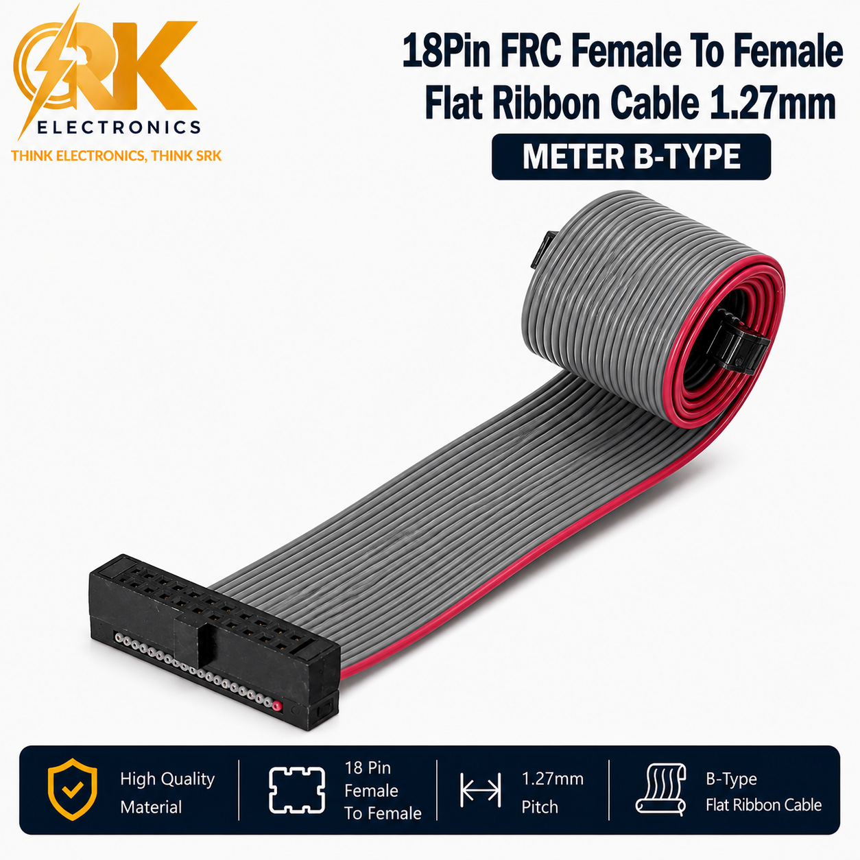 18Pin FRC Female To Female Flat Ribbon Cable 1.27mm Meter B-Type-srkelectronics.in.png