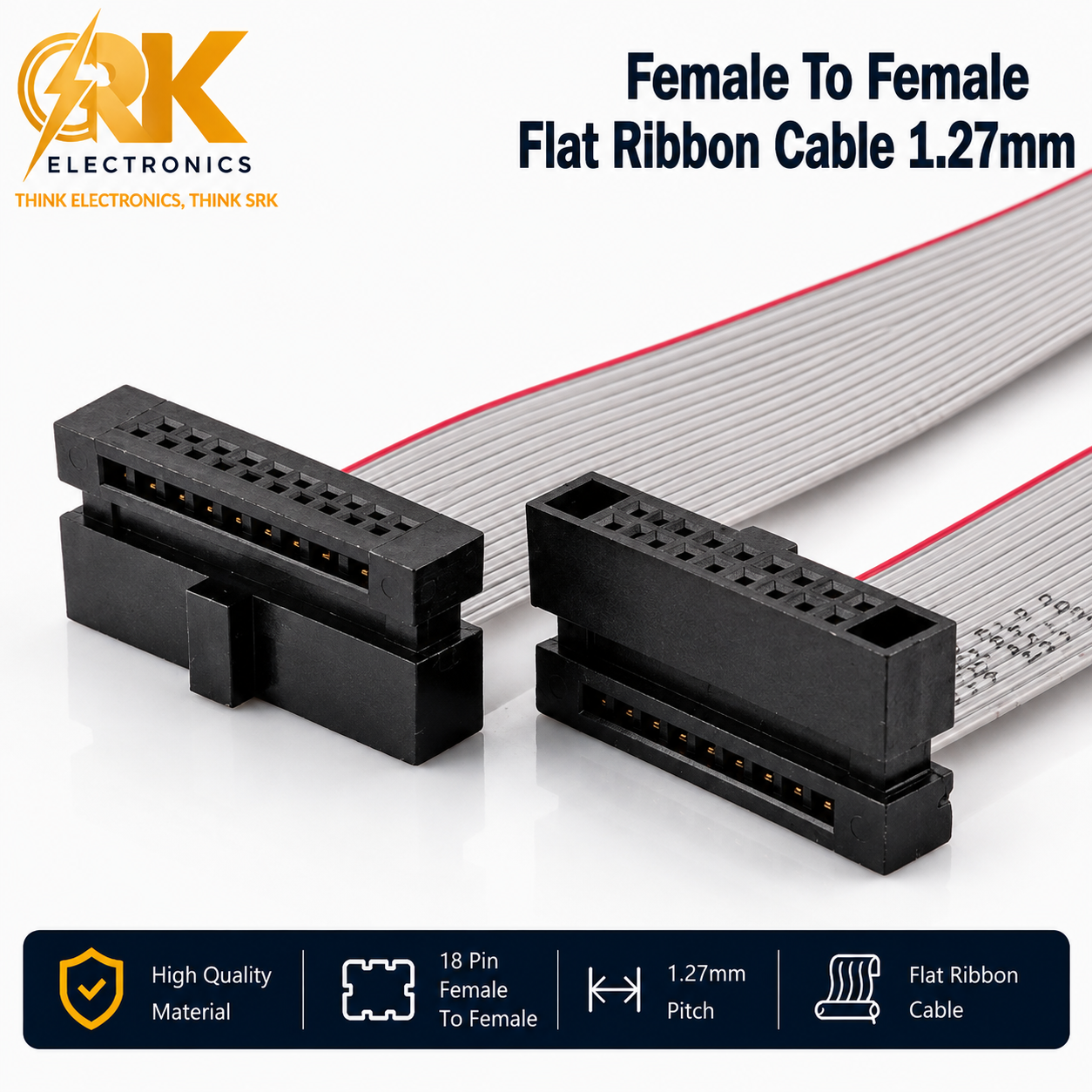 18Pin FRC Female To Female Flat Ribbon Cable 1.27mm-srkelectronics.in