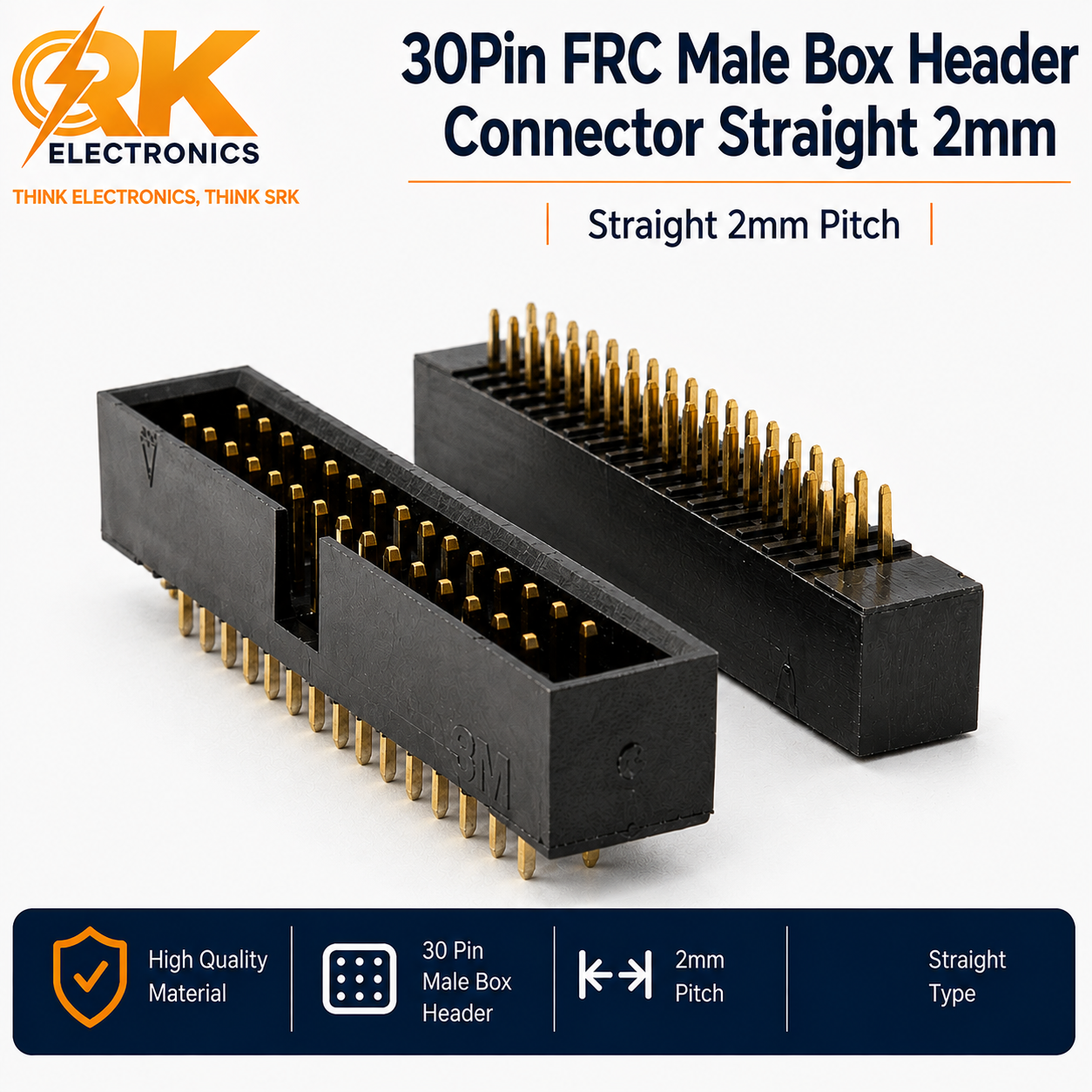 30Pin FRC Male Box Header Connector Straight 2mm-srkelectronics.in