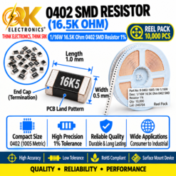 1/16W 16.5K Ohm 0402 SMD Resistor 1%