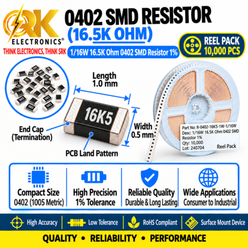 116W 16.5K Ohm 0402 SMD Resistor 1%-srkelectronics.in