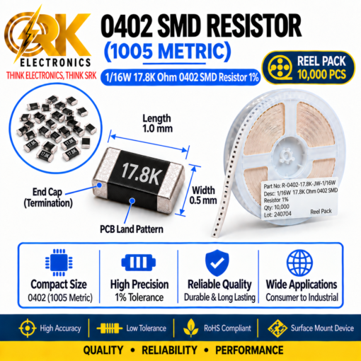 116W 17.8K Ohm 0402 SMD Resistor 1%-srkelectronics.in
