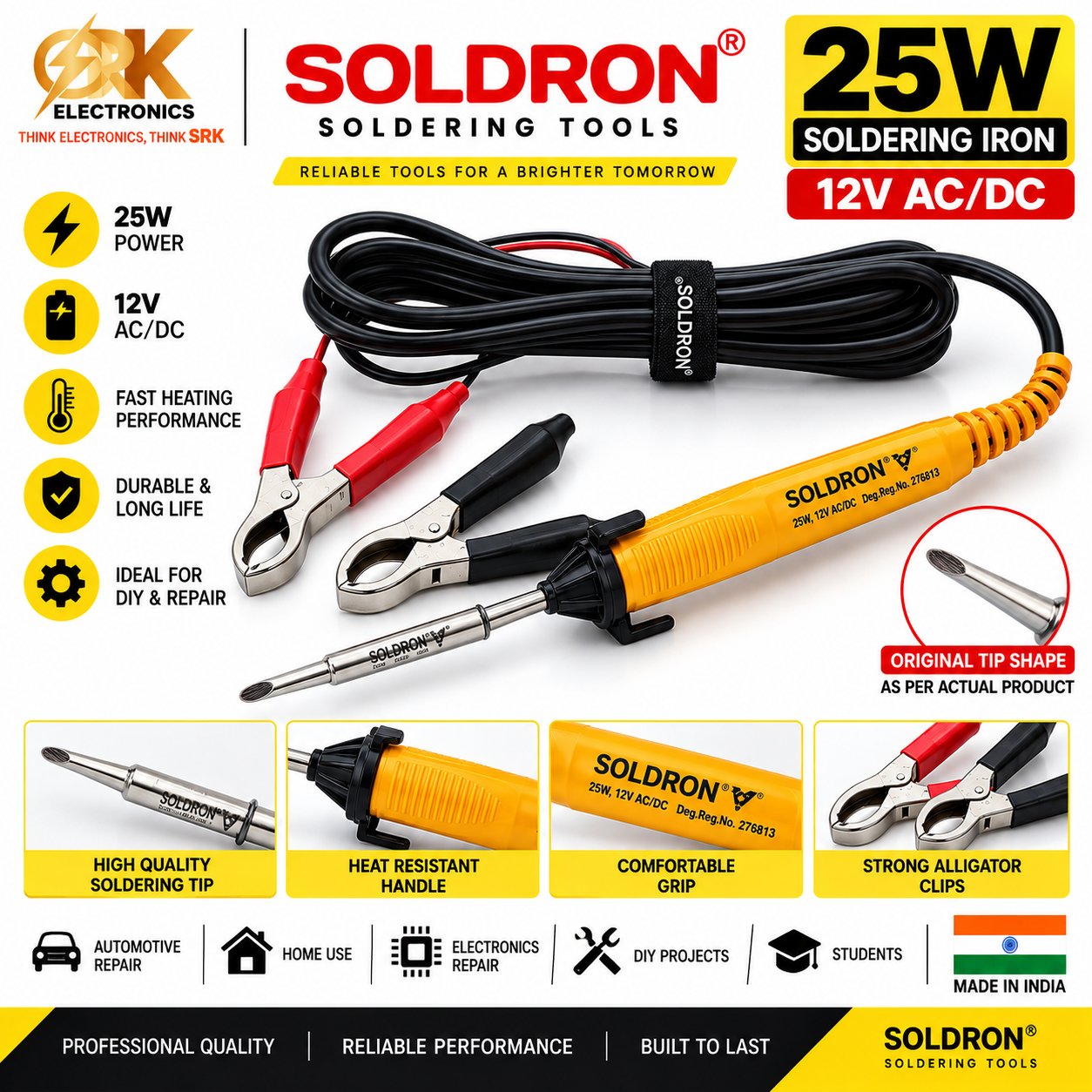 12V AC DC Soldron Soldering Iron 25W-srkelectronics.in
