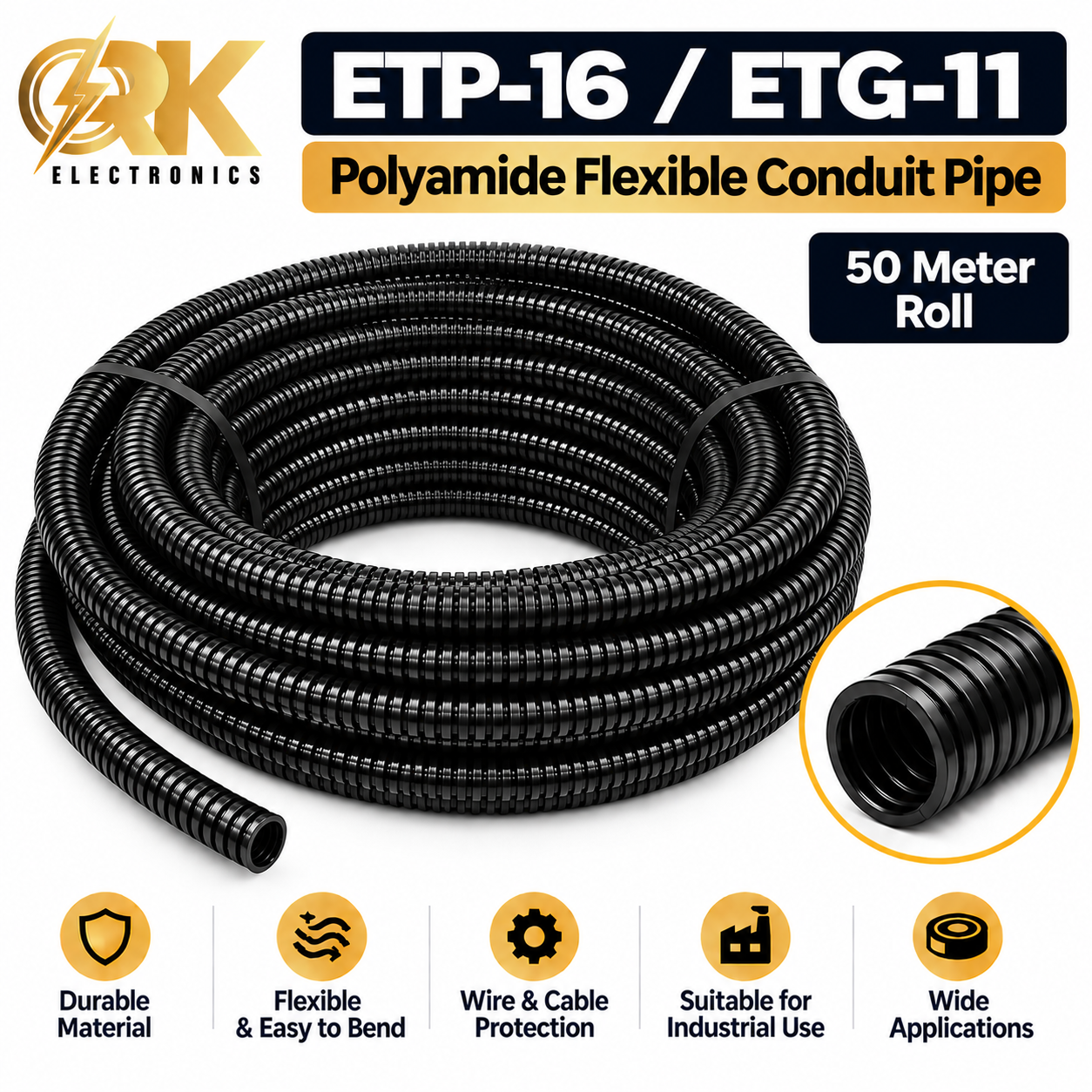 ETP-16 ETG-11 Polyamide Flexible Conduit Pipe 50 Meter Roll-srkelectronics.in .png