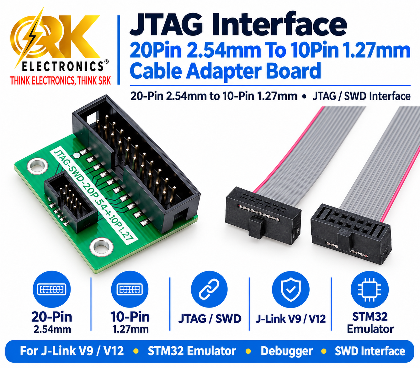 JTAG Interface 20Pin 2.54mm To 10Pin 1.27mm Cable Adapter Board-srkelectronics.in