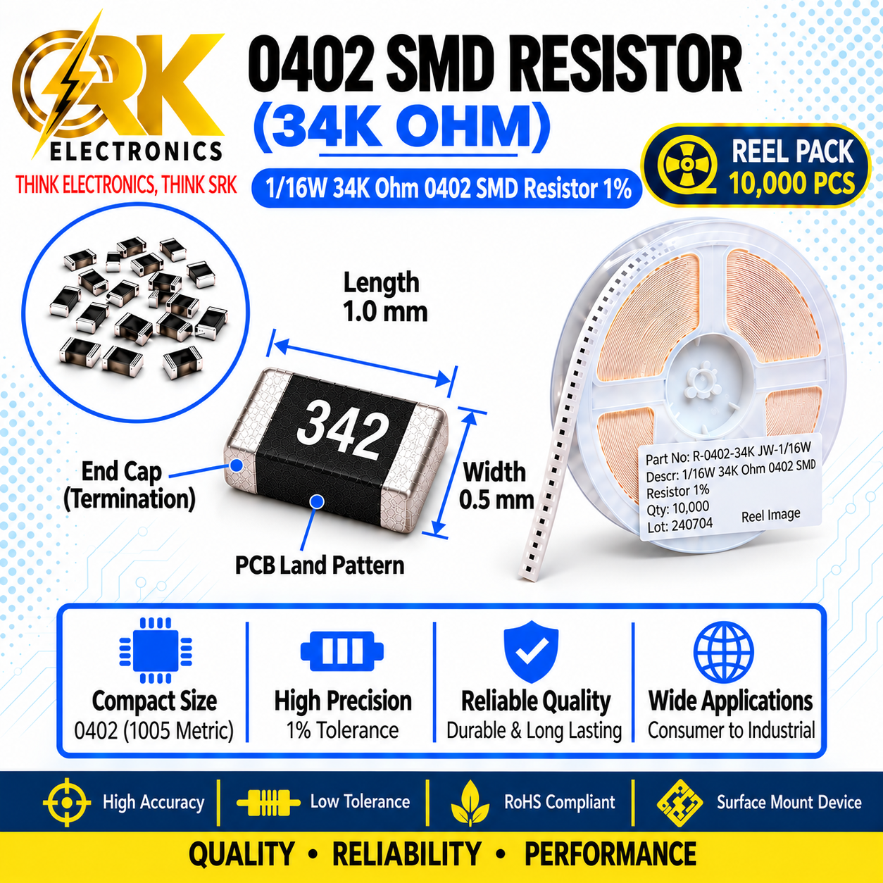 116W 34K Ohm 0402 SMD Resistor 1%-srkelectronics.in